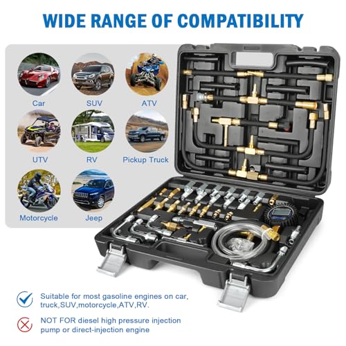 Digital Fuel Injection Pressure Tester Kit - Fuel Pressure Gauge 0-300 PSI for Petrol Engine Fuel Pressure Test Kit Automotive Test Tool Kit - size: Digital