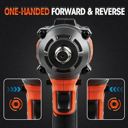 LLNDEI Cordless Impact Wrench 1/2 Inch, Power Impact Gun Kit, Max 550N.M/405Ft-lbs, 3900RPM, High Torque Electric Impact Driver with Drill Bits, Screwdriver Bits and sockets