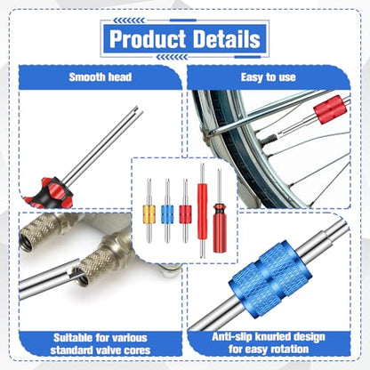 5Pcs Tire Valve Stem Removal Tool Kit, Single and Dual Heads Valve Core Remover, Air Conditioning Valve Core Remover Tool, for Bicycle Car Motorcycle Trucks Tire Repair Installation