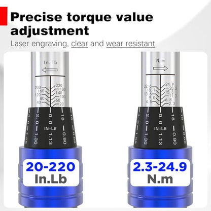 SuZhi 1/4-inch Drive Click Small Bike Torque Wrench 20-220in.lb / 2.3-24.9Nm Alloy Aluminum & Cr-Mo Material for Garage Bicycle & Car Maintenance,Small Engine, Bolt & Nut.