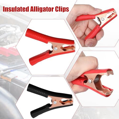 Battery Charger Clamps, 100A Insulated Battery Cable Clamps, Heavy Duty Alligator Clips Replacement, Metal Spring Loaded Jumper Clip for Car Automotive Vehicle Boat Charging and Testing Batteries