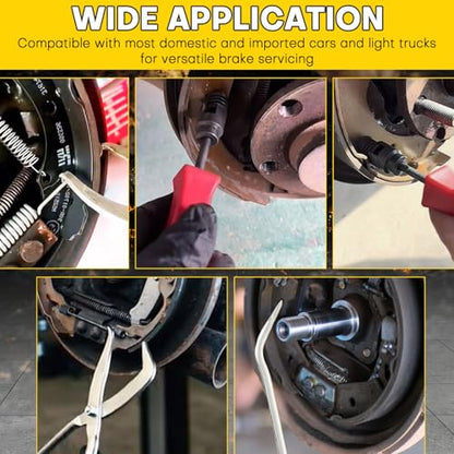 8PCS Drum Brake Tool Kit | Drum Brake Tool, Drum Brake Spring Tool Includes Installer, Remover, Compressor, Adjuster & Retaining Tools for Automotive Maintenance (Black) - color: Black