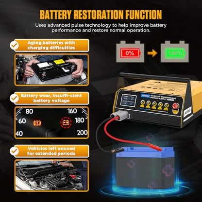 AUTOOL EM355 Programming Power Supply 12V,ECU Programming Stable Voltage Power Supply 10.8–16V,Fast Smart Battery Charger with Pulse Repair,AGM Gel EFB Lead-Acid Battery Charger for Automotive
