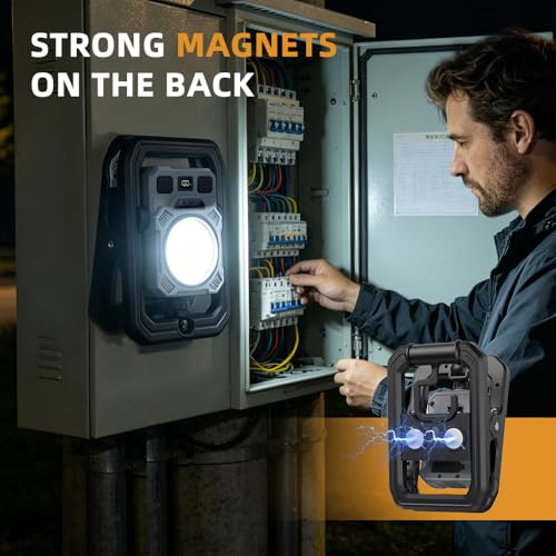 Rechargeable Work Light Magnetic LED Portable Flood Light for Power Cuts, with 360° Rotating Clip, 5 Modes, 6000LM Under Hood Work Light Bar for Camping, Car Repair, Emergency clamp Lamp