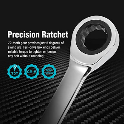 DURATECH 14mm Extra Long Ratcheting Wrench, Metric, CR-V Steel - size: 14mm