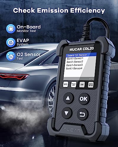 MUCAR CDL20 Universal OBD2 Scanner, Check Engine Car Code Reader with Full OBD2 Functions, Vehicle Info/MIL/EVAP/Freeze Frame/DTC Library, Diagnostic Scan Tool for All OBD II & EOBD Cars After 1996