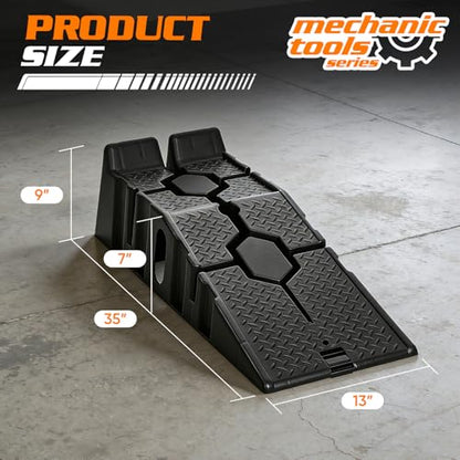 MoNiBloom Car Ramps Set of 2, Heavy-Duty 2.5 Ton (5000 lb) | Low-Profile Vehicles, 2-Stage Incline Ramps, Nestable & Portable Service Vehicle Ramp for Oil Changes
