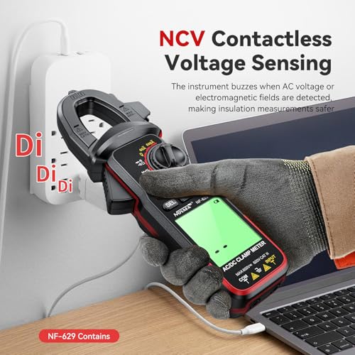 NOYAFA NF-629 Digital Clamp Meter Multimeter 6000 Counts TRMS | Capacitance Multimeter for 600V AC/DC Voltage, High AC Current, Capacitance, Diode Test, Continuity Test, Temperature