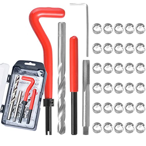 35 Pcs Thread Repair Kit, Stainless M10 x1.25mm Thread Repair Insert Kit Compatible Hand Tool Set for Auto Repairing - size: M10 x1.25mm, style: Metric