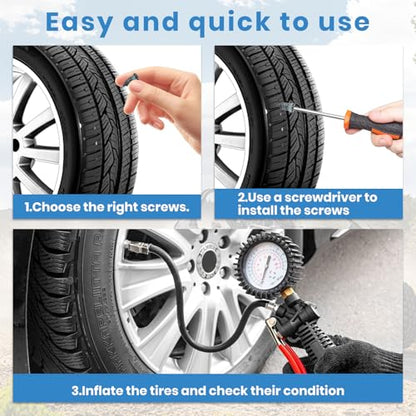 150 PCS Tire Repair Rubber Nail, 2 Size Vacuum Tire Plugs Kit | Quick Emergency Fix Without Disassembly, Repair Plugs for Car, Motorcycle, Bikes, Motorcycle, Truck - size: 150PCS