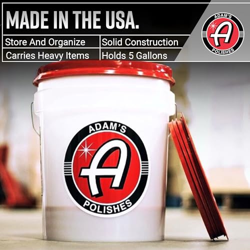 Adam's Polishes Car Wash Bucket (5 Gallon Bucket + Grit Guard + Gamma Seal Lid), Perfect Car Tool for Washing & Garage Storage, Stores Car Wash Soap, Foam Cannon, Foam Gun, Microfiber Towels & More - size: 5 Gallon Bucket + Grit Guard + Gamma Seal Lid