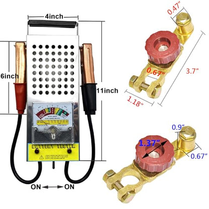 Battery Load Tester, Alternator Load Tester 12V 6V with Voltmeter Alligator Clips, Top Post Battery Disconnect Switch for Car, RV, Truck, Marine, Boat - color: Battery Load Tester+Battery Disconnect Switch