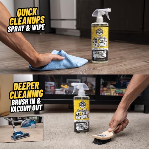 Chemical Guys Furbidden Pet Stain Remover for Car & Home, Carpet & Upholstery Cleaner, Eliminates Pet Odors & Stains from Urine & Vomit, Multi-Surface Pet Odor Neutralizer - 16 oz - size: 16 Fl Oz (Pack of 1)