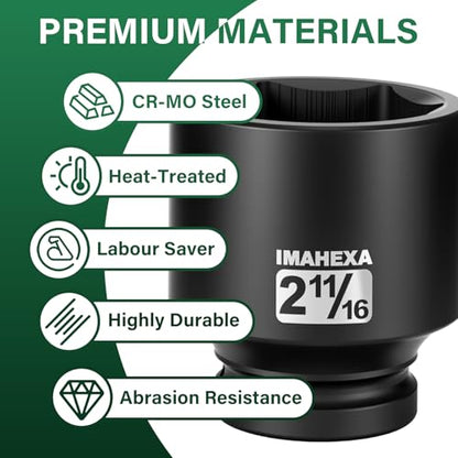 1" Drive Shallow Impact Socket,2-11/16 Inch SAE Jumbo Socket,CR-MO 6 Point for Easy Removal of Large Axle Nut（SAE) - size: 1 Inch Shallow 2-11/16", style: 1"Drive Shallow Impact Socket