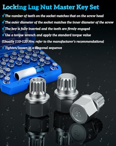 Wheel Lock Removal Kit Compatible with BMW,21Pieces Wheel Lock Key | Wheel Lock key Master Set for Removing Locking Lug Nuts and Anti-Theft Wheel Nuts