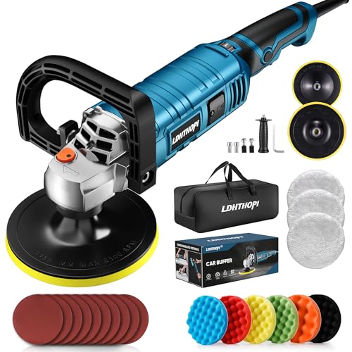 LDHTHOPI Buffer Polisher, 1600W 7 Inch/6 Inch Rotary Buffer Polisher Waxer, 7 Variable Speed 1000-3500 RPM, Detachable Handle for Car, Boat Sanding, Polishing, Waxing, 2026 Upgraded - size: 1600W Rotary Buffer Polisher