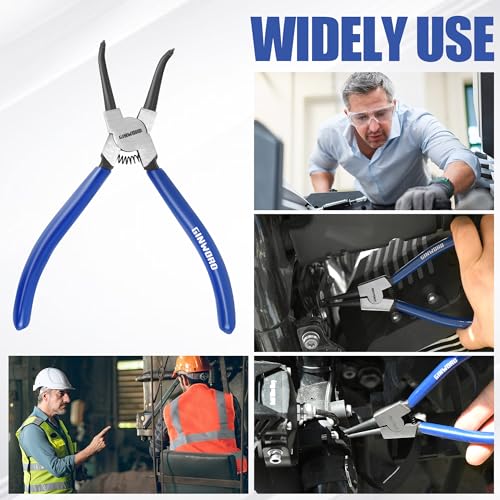 7-inch 4 Pcs Snap Ring Pliers Set, Circlip Pliers Kit, Straight/Bent Jaw, Internal/External Heavy Duty C Clip Pliers for Ring Remover Retaining,Blue - size: 7-inch Pliers Set Blue (4PCS)