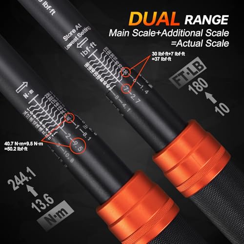 41PCS Torque Wrench Set 1/4 3/8 1/2-Inch Drive, Complete Click Torque Wrench Kit with Sockets, Bits, Extension Bars & Adapters, ±3% Accuracy 72-Tooth Dual-Scale Wrenches for Bike, Moto, Car, Truck - size: 1/2 3/8 1/4-inch (41pcs)