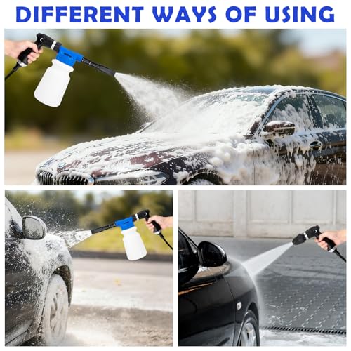 Car Wash Detailing Kit Cleaning Kits with Foam Gun Sprayer, Car Wash Brush and Large Wash Mitt Duster for Car Interior and Exterior Cleaning (Blue) - color: Blue
