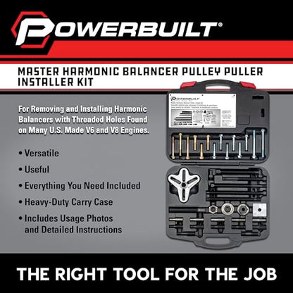 Powerbuilt Harmonic Balancer Puller & Installer, Specialty Tools Car Engine & Vehicle Drive Train, Crankshaft, Pulleys, and Gears 40 Piece - 647758 - style: 40 Piece