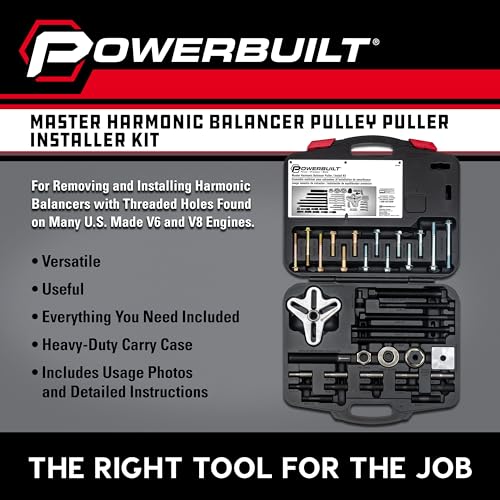 Powerbuilt Harmonic Balancer Puller & Installer, Specialty Tools Car Engine & Vehicle Drive Train, Crankshaft, Pulleys, and Gears 40 Piece - 647758 - style: 40 Piece