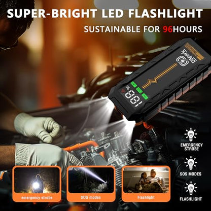 Car 4000A Jump Starter for Up to 8.5L Diesel & All Gas Engines, 12V Lithium Battery Booster Pack Jump Box, Portable Power Bank, 3 Modes LED Flashlight, 88.8W Quick Charge & Safety Protection - style: G69H