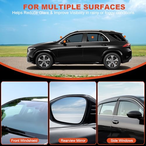 2Pcs Glass Oil Film Remover for Car Windshield, Windows & Mirrors, Roll-On Glass Compound with Cleaning Board, Streak-Free Windshield Cleaner Tool for Water Spots, Bug Splatters & Improved Visibility
