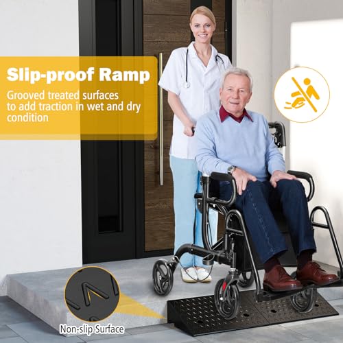 Car Ramps, 2 PCs Rubber Curb Ramps for Driveway, 5" Threshold Ramp Set Heavy Duty Ramp Slope for Driveway, Sidewalk, Loading Dock, Cars, Wheelchairs, Bikes, Motorcycles - size: 19" x 13" x 5"