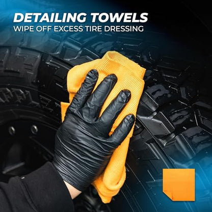 The Rag Company - Complete Wheel & Tire Cleaning Kit - Includes Wheel Cleaner, Exterior Detailing Sprays, Microfiber Towels, Brushes, Applicators - 15 Piece Kit