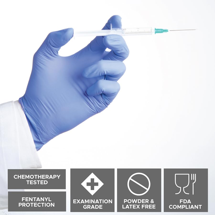 Nitrile Disposable Gloves | Powder-Free, Micro-Textured - size: X-Large, style: Exam Grade - 6 Mil (Blue)