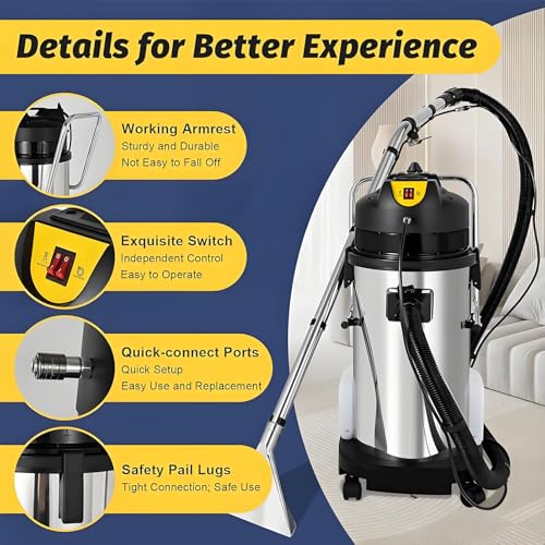 Extractor Vacuum Washing Machine, Portable 3 in 1 Carpet Cleaner, 1034W Ultimate Cleaning Power, 40L/10.56gal for Car Detailing and Commercial Use - size: 30L/7.93gal