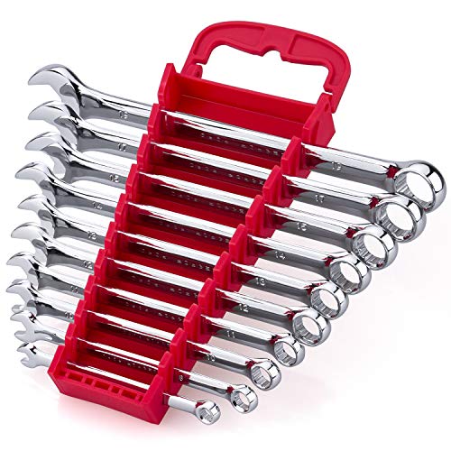 Max Torque 10-Piece Premium Metric Combination Wrench Set, Chrome Vanadium Steel, Long Pattern Design | Include Metric Sizes 6, 8, 10, 11, 12, 13, 14, 15, 17, 19mm with Storage Rack Organizer - size: Metric Set, 10-Piece