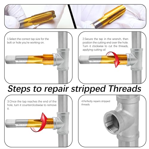 1/8-27 NPT Pipe Tap and R Drill Set,M2 HSS Hand Threading Plumbing Tap | Plumbers Mechanics DIY Thread Cutting Tools - size: 1/8-27 NPT Tap - R Drill