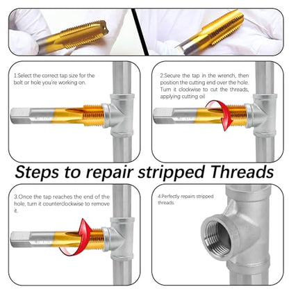 1/8-27 NPT Pipe Tap and R Drill Set,M2 HSS Hand Threading Plumbing Tap | Plumbers Mechanics DIY Thread Cutting Tools - size: 1/8-27 NPT Tap - R Drill