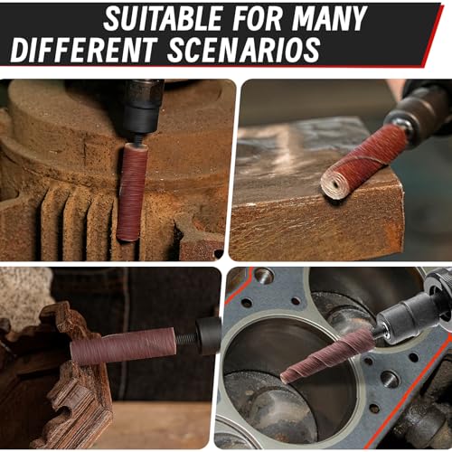 SI FANG 68Pcs Spiral and Cartridge Rolls Port and Polish Kit Assorted Grit, Mini Sanding Cone Engine Porting Assortment Kit with 1/4 inch Shank, Abrasive Head Porting Tools for Polishing, Rust Removal