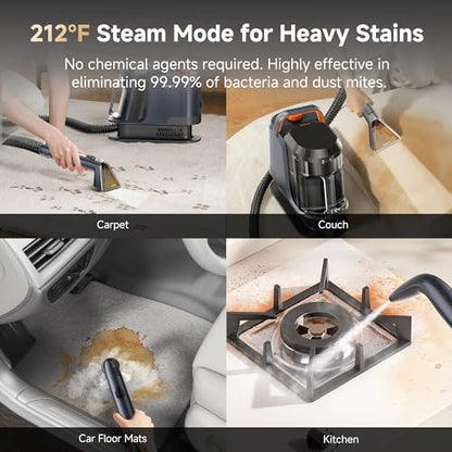 Uwant Carpet Cleaner Machine with Steam&Hot&Cold Water Models 18Kpa Powerful Suction Upholstery Cleaner Machine with Pet Pro Cleaner for Pets, Carpet Steam Cleaner Set of 1 - color: Blue-Margaret