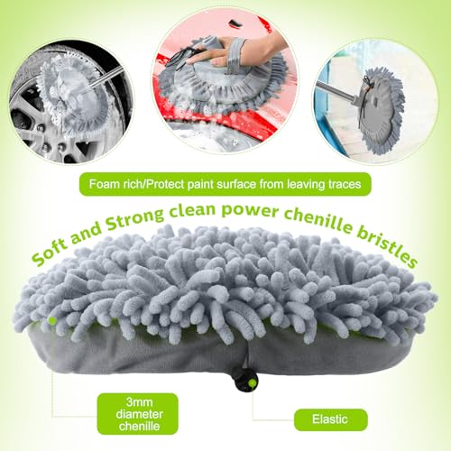 Tallew 5 Pcs Car Wash Mitt Kit, Car Clean Brush Not Included, Microfiber Mitt Clean Detail Cleaning Tools Truck Washing Chenille Scratch Replacement Kit for Auto RV Pickup Bus (Gray) - color: Gray