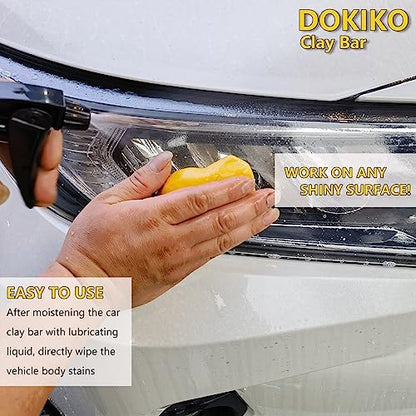 DOKIKO 4pcs Clay Bars,160 fl oz Clay bar Lubricant,Premium Grade No Scratch Magic Clays Bars Detailing Cleaner Kit Glass Deatil Cleaning with Washing and Adsorption Capacity for Auto