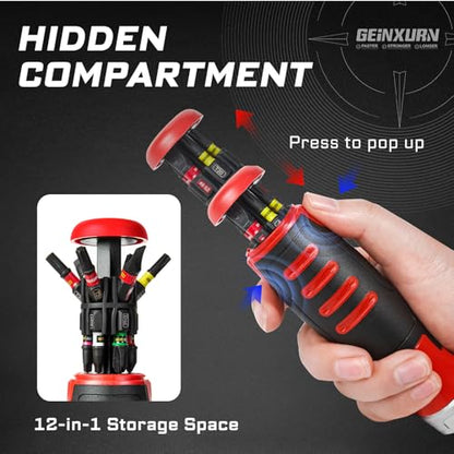 GEINXURN 19 Pieces Ratcheting Screwdriver Set and Socket Wrench Set, Mini Rachet Wrench, Rachet Screwdriver Handle and Nut Driver with 12 Pcs Impact Screwdriver Bit, Hand Tools Set for Repair DIY - style: RM019-US