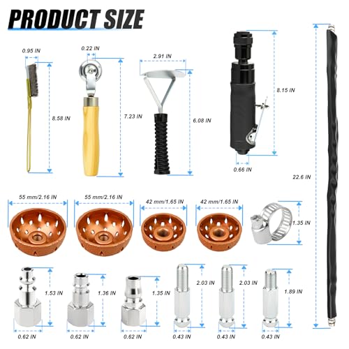 MEANLIN MEASURE Air Tire Repair Polish Patch Tools Include 2500rpm Low Speed Air Tire Buffer Tire Inner Liner Scrapper Patch Roller Tungsten Steel Buffing Wheel 42mm 55mm for Tire & Rubber Maintenance