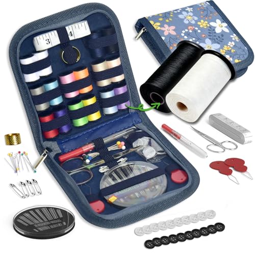 Sewing Kit Gifts for Grandma, Mom, Friend, Traveler, Adults, Beginner, Emergency,Sewing Supplies Accessories with Scissors,Sewing Needles Thimble, Thread etc(Wildflower Light Gray, S) - color: Wildflower Light Gray, size: 1 Pack