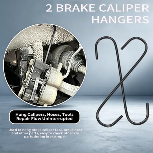 Brake Caliper Compression Tool, Brake Caliper Press, Caliper Piston Spreader, Universal 360° Ratcheting System with 2 Hooks Fits Single/Twin/Quad Disc Calipers for Cars SUV Light Trucks, Red - color: Red