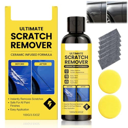Scratch Remover,Car Paint Repair Paste for Light Scratches Ultimate Scratch Remover,Plastic Polish Scratchs Removers,Car Scratchs Repair Paste (3.38 Oz,3*Polishing Cloths,1*Cleaning Sponge) - color: 3.38 Oz,3*Polishing Cloths,1*Cleaning Sponge