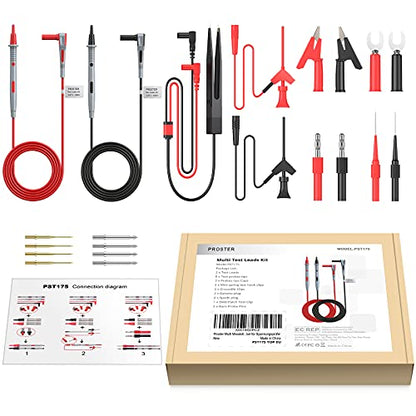 Proster Multi Test Leads Kit - Electrical Multimeter Test Lead with Alligator Clips Test Probe Spring Grabber Banana Plug Volt Meter Leads for Voltage Circuit Tester - style: Test Leads 21pcs