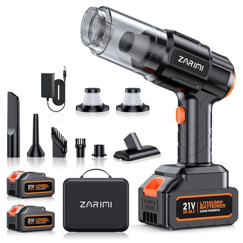Portable Cordless Car Vacuum - 50,000Pa High-Power Brushless Motor, Rechargeable Handheld Vacuum Cleaner with 2 Batteries & Charger, 6-in-1 Vacuum Cleaners for Home, Keyboard, Pet Hair, Black