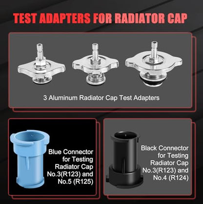 JIFETOR Radiator Coolant Pressure Tester Vacuum Refill Tool 28PCS Kit Red | Automotive Cooling System Manual Leak Test Pneumatic Purge Fill Set 21PCS Testing Adapter Cap Universal for Airlift Car Truck - color: Red Case