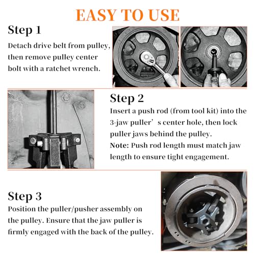 Harmonic Balancer Puller Kit, Adjustable Upgraded 3-Jaw Puller for Removal | Harmonic Balancer Damper Pulley Puller Kit, Compatible with Ford GM Chrysler Cadillac Chevy Trucks Mitsubishi - color: Blue Case