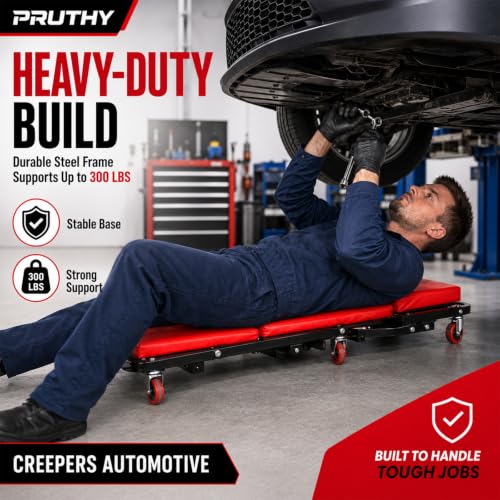 Mechanic Creeper Folding 2-in-1 Rolling Seat All-in-One Adjustable Roller Garage Creepers Automotive, Lay Down or Sit, Car Roller Creeper with 6 Swivel Casters - color: Creeper 2-in-1