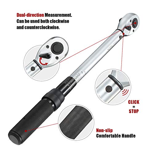 1/2-Inch Drive Click Torque Wrench (10-150 ft.-lb./13.6-203.3Nm) Dual-Direction Adjustable Torque Wrench Set - size: 1/2" Drive 10-150 ft.-lb/13.6-203.3 Nm