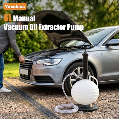 6L Vacuum Oil Extractor Pump - Portable Fluid Extractor Oil Change Pump with 59" Main Hose, Three 41" Extension Tubes & Brake Bleeding Hose for Automotive, Marine Boat Oil/Brake Fluid Change